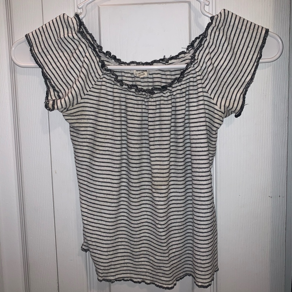Garage striped off or on shoulder crop top